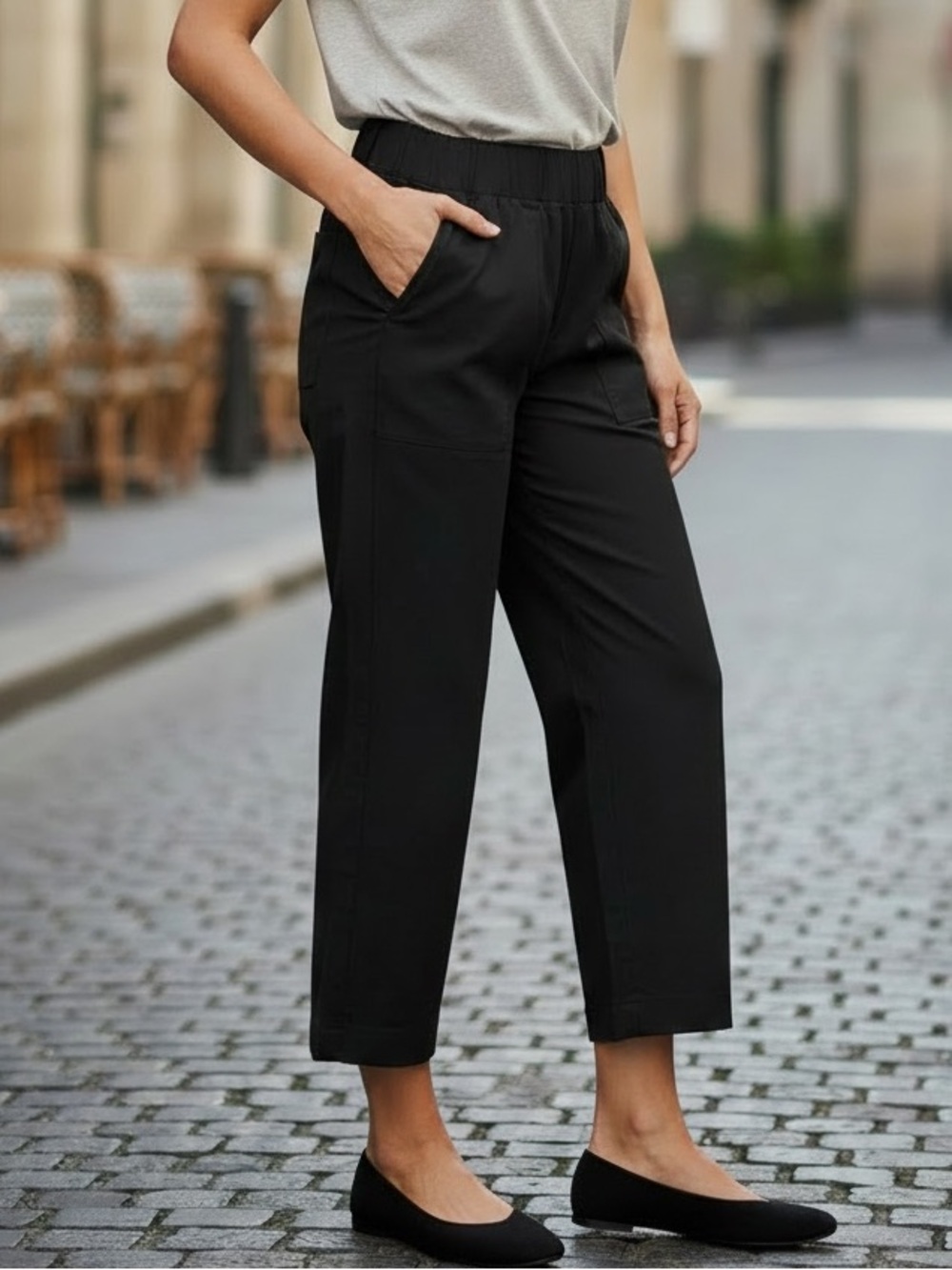 Banana Republic Women’s Black Tapered Crop Pull-On Pants Medium NWT